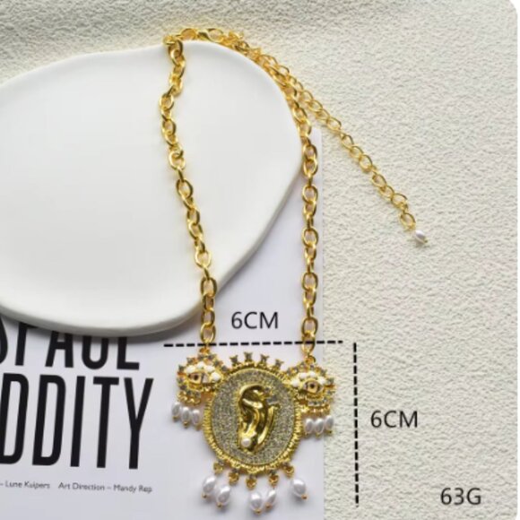 Schiaparelli Surrealist Inspired Brown Eye Ear Necklace Runway Designer … - Picture 6 of 8